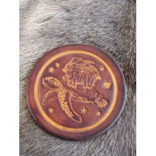 Leather Coaster Pratchett Turtle Pair
